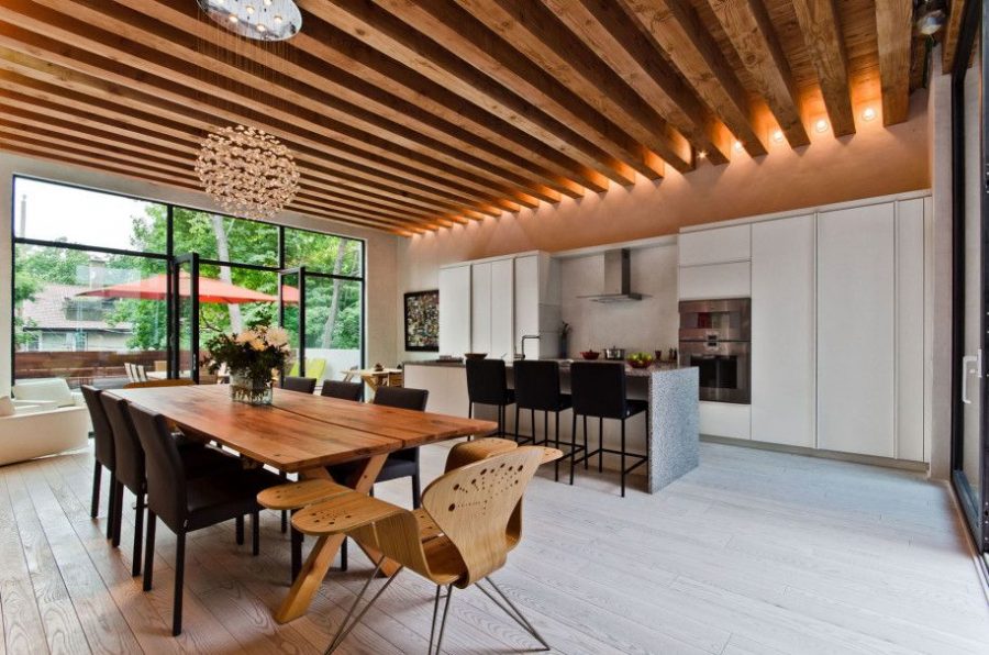 Mẫu trần nhôm vân gỗ nhà bếp đẹp 2021
