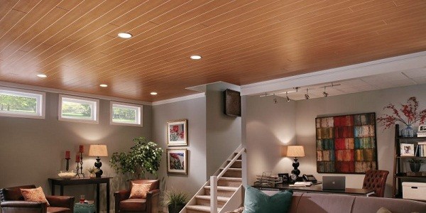  trần thạch cao sơn giả gỗ phòng khách 