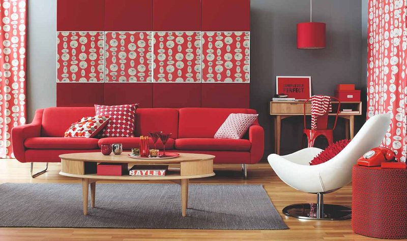 Màu sơn phòng khách đẹp tông đỏ 