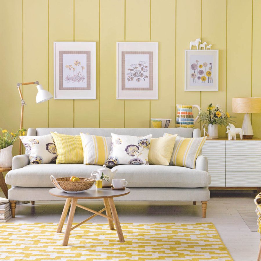 Màu sơn phòng khách đẹp tông vàng nhạt 