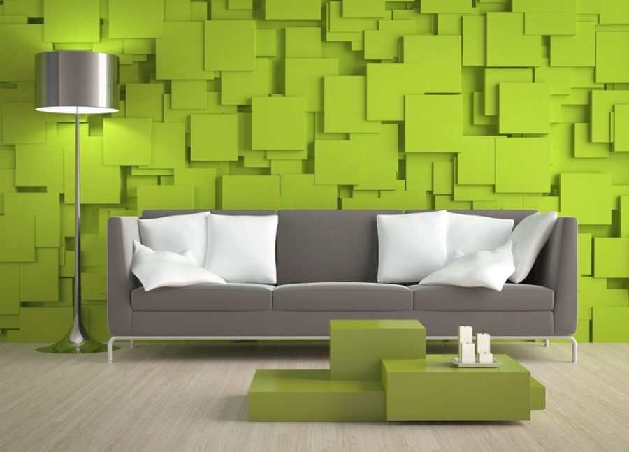 Màu sơn phòng khách đẹp tông xanh lá cây 