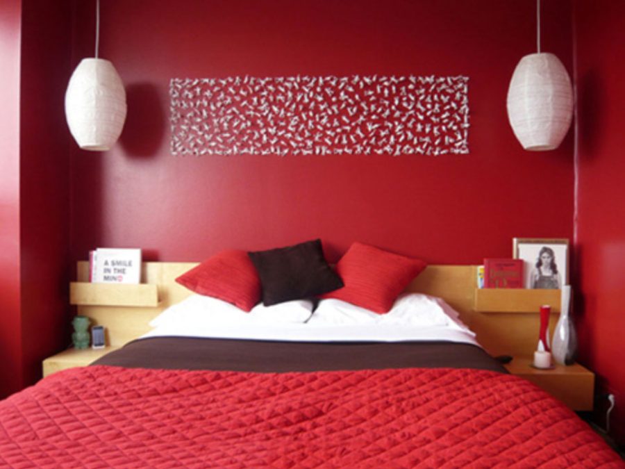 Màu sơn phòng ngủ đẹp đỏ 