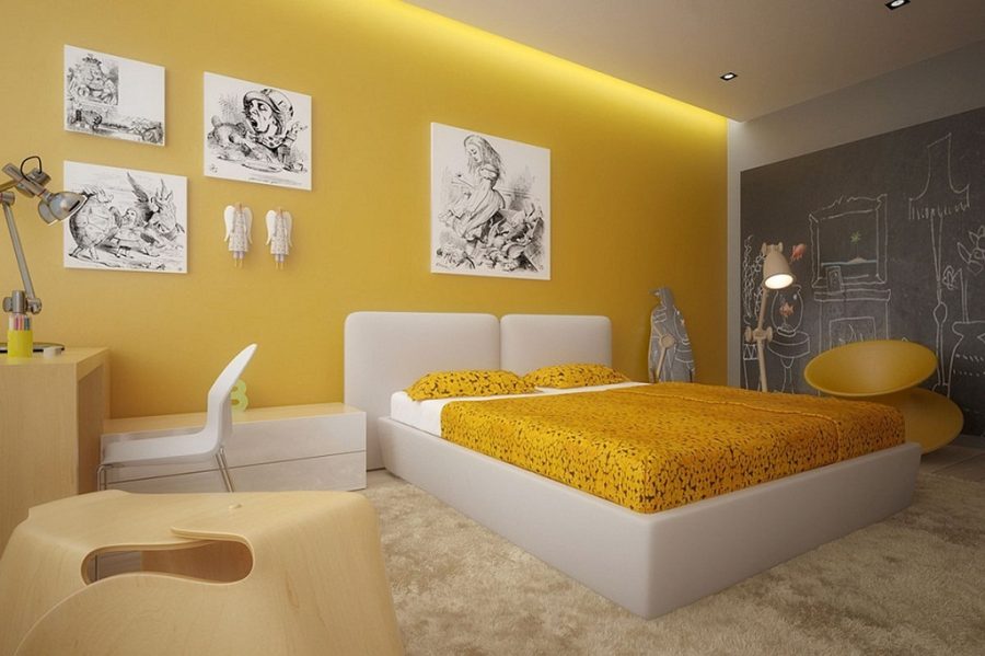 Màu sơn phòng ngủ đẹp tông vàng 