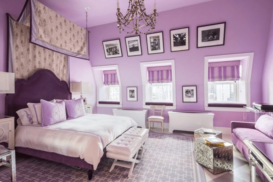 Màu sơn phòng ngủ đẹp màu tím thủy chung 
