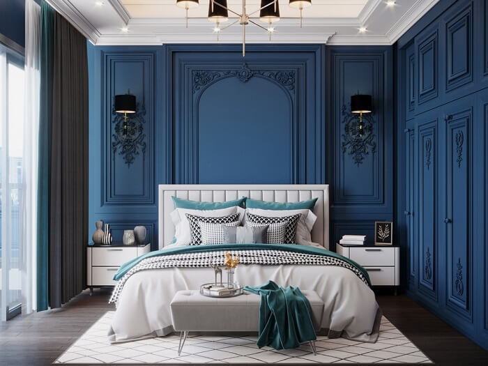 Sơn màu xanh dương phòng ngủ