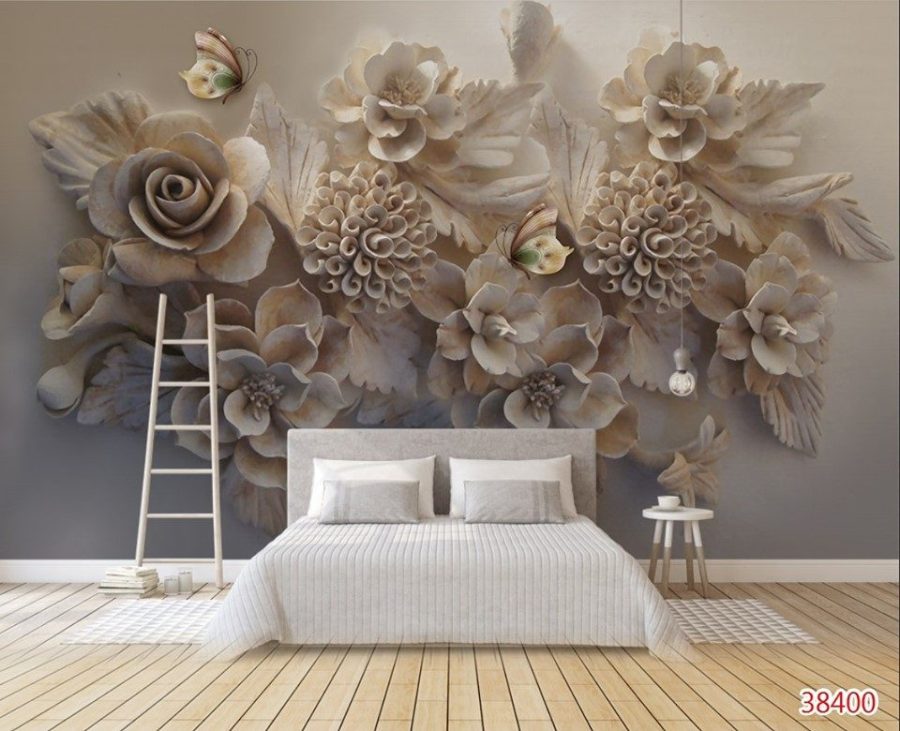 Tranh dán tường phòng ngủ vợ chồng 3D nghệ thuật. 