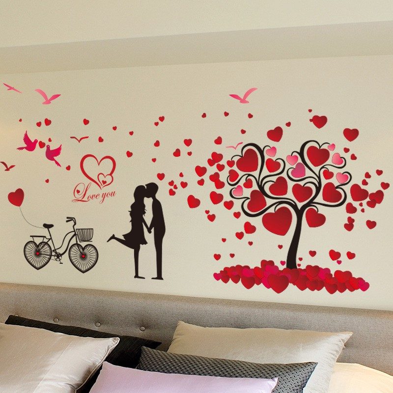 mẫu tranh dán tường phòng ngủ vợ chồng đẹp