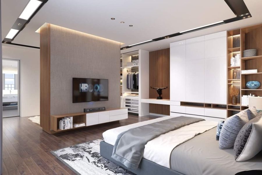 trần thạch cao phòng ngủ đơn giản hiện đại