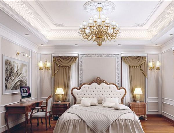 Mẫu trần phòng ngủ thạch cao phòng ngủ tân cổ điển đẹp.