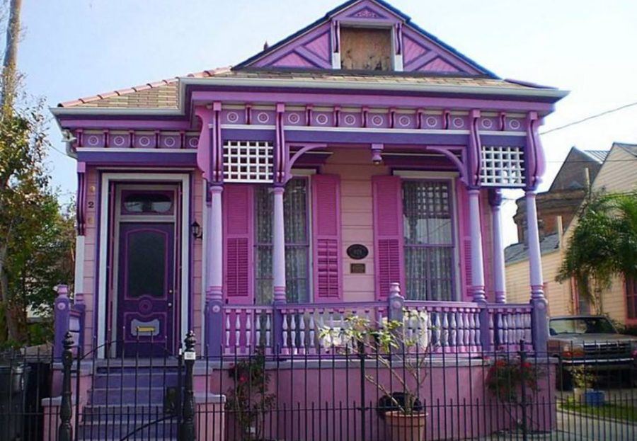 Màu tím nổi bật đầy ấn tượng cho căn nhà 