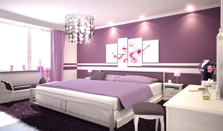 Phòng ngủ sơn màu tím