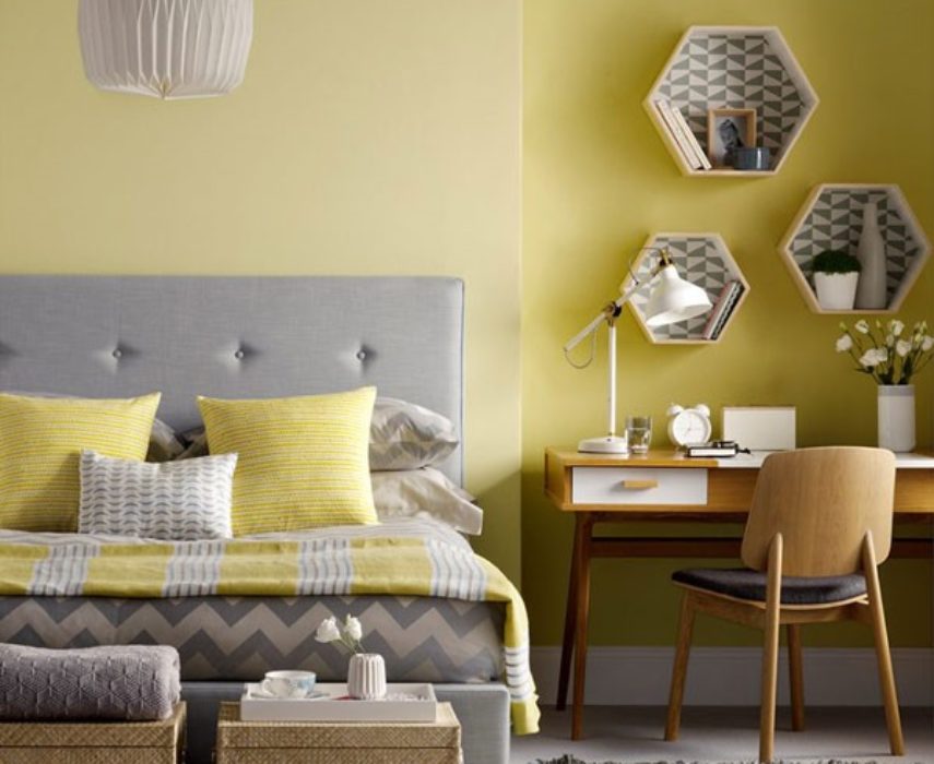 Phòng khách sơn màu vàng nhạt