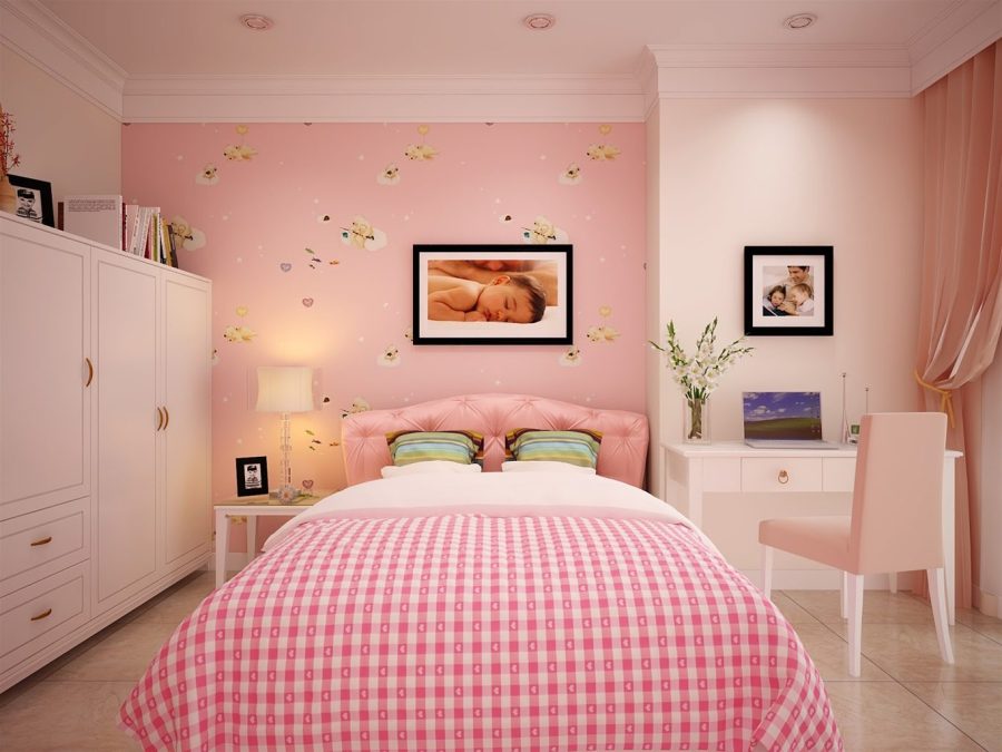 Phòng ngủ sơn màu hồng