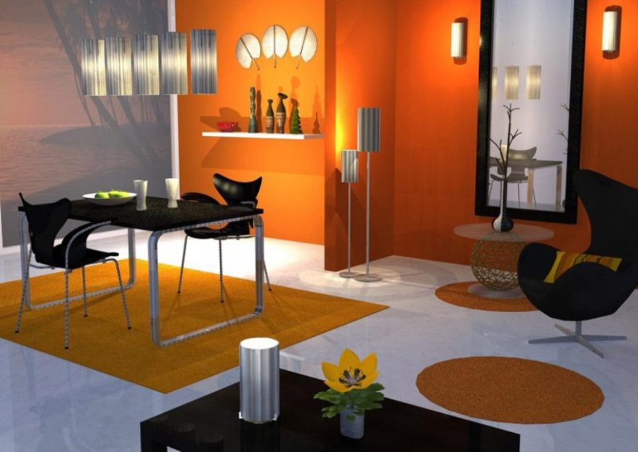 Thiết kế phòng ăn sơn màu cam