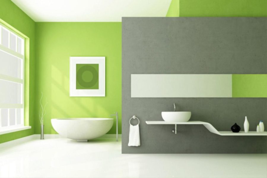 Mẫu sơn phòng vệ sinh màu xanh lá