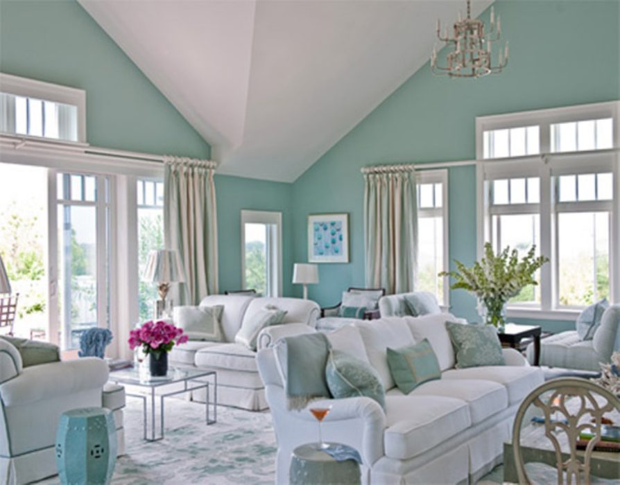  Phòng khách sơn màu xanh ngọc