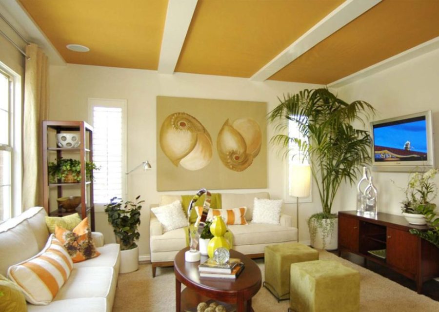 Mẫu sơn trần nhà đẹp màu vàng sét ấn tượng