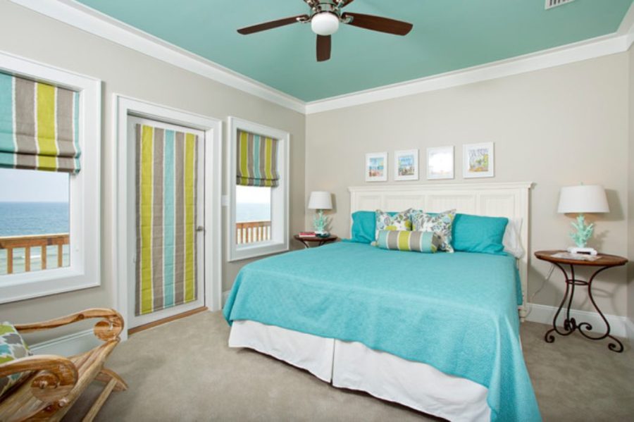 Phòng ngủ sơn trần màu xanh ngọc