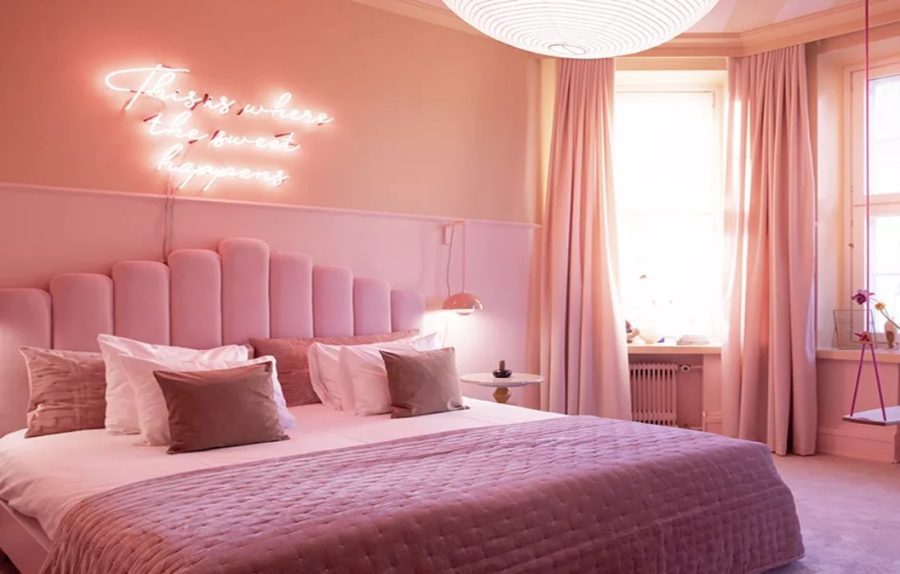 Mẫu sơn phòng ngủ màu hồng cam