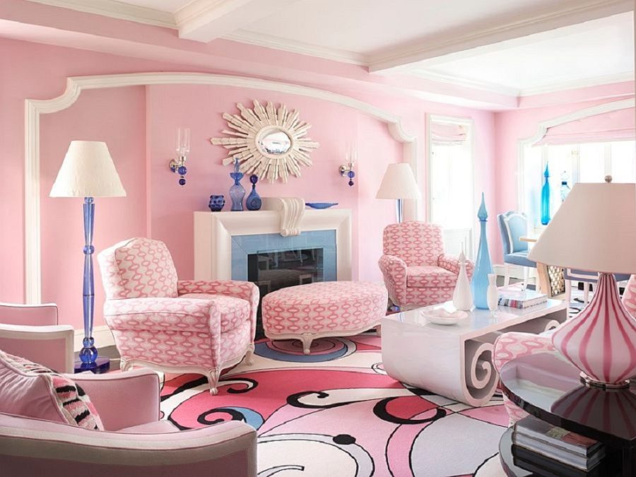 Sơn phòng khách màu hồng phấn