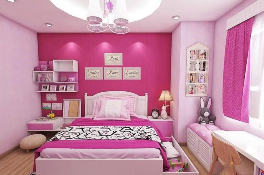 Sơn phòng ngủ màu hồng đậm