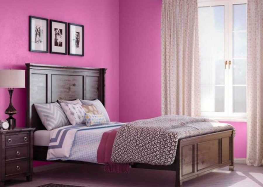 Sơn tường phòng ngủ màu hồng tím